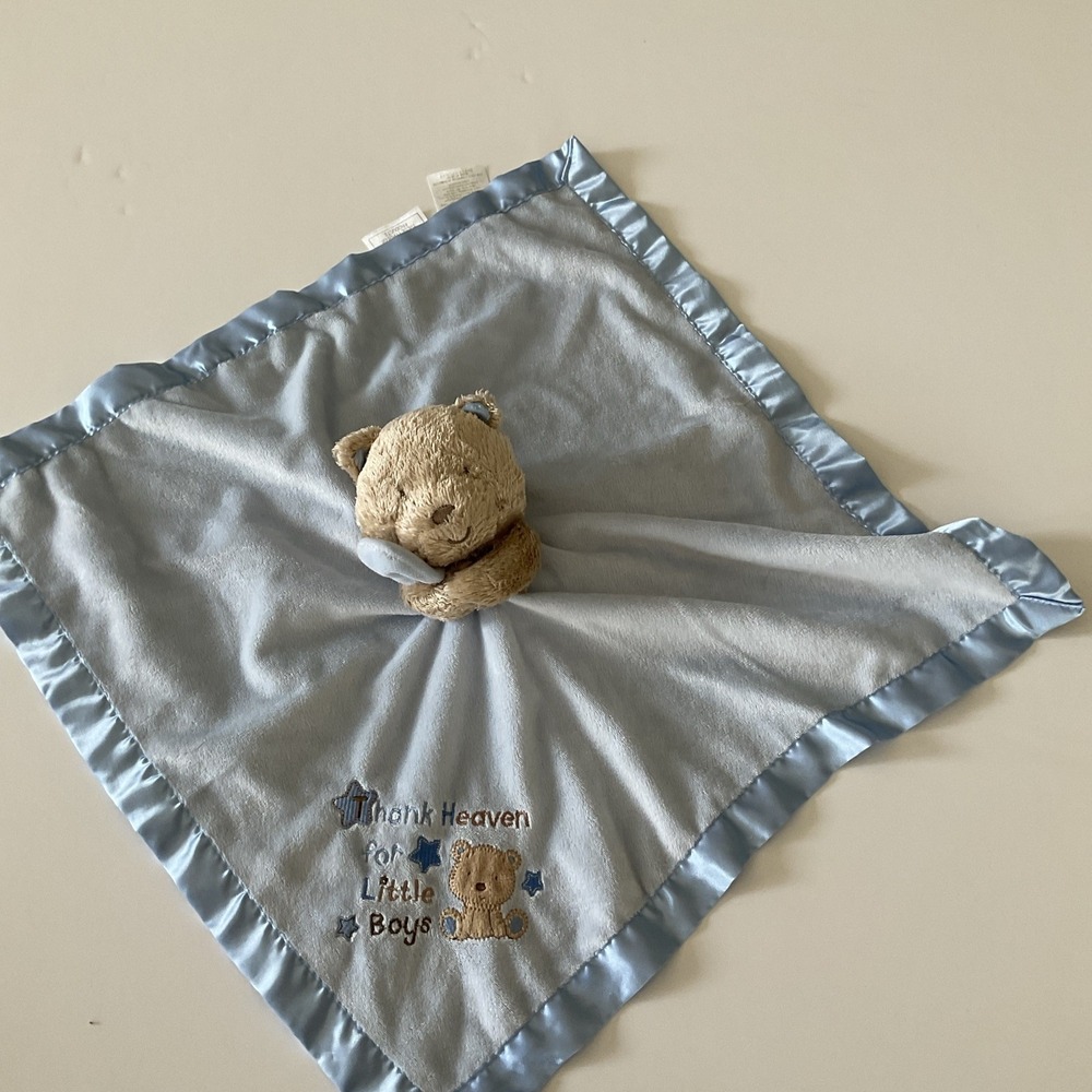 Thank Heaven For Little Boys Bear Security Rattle Baby Blanket